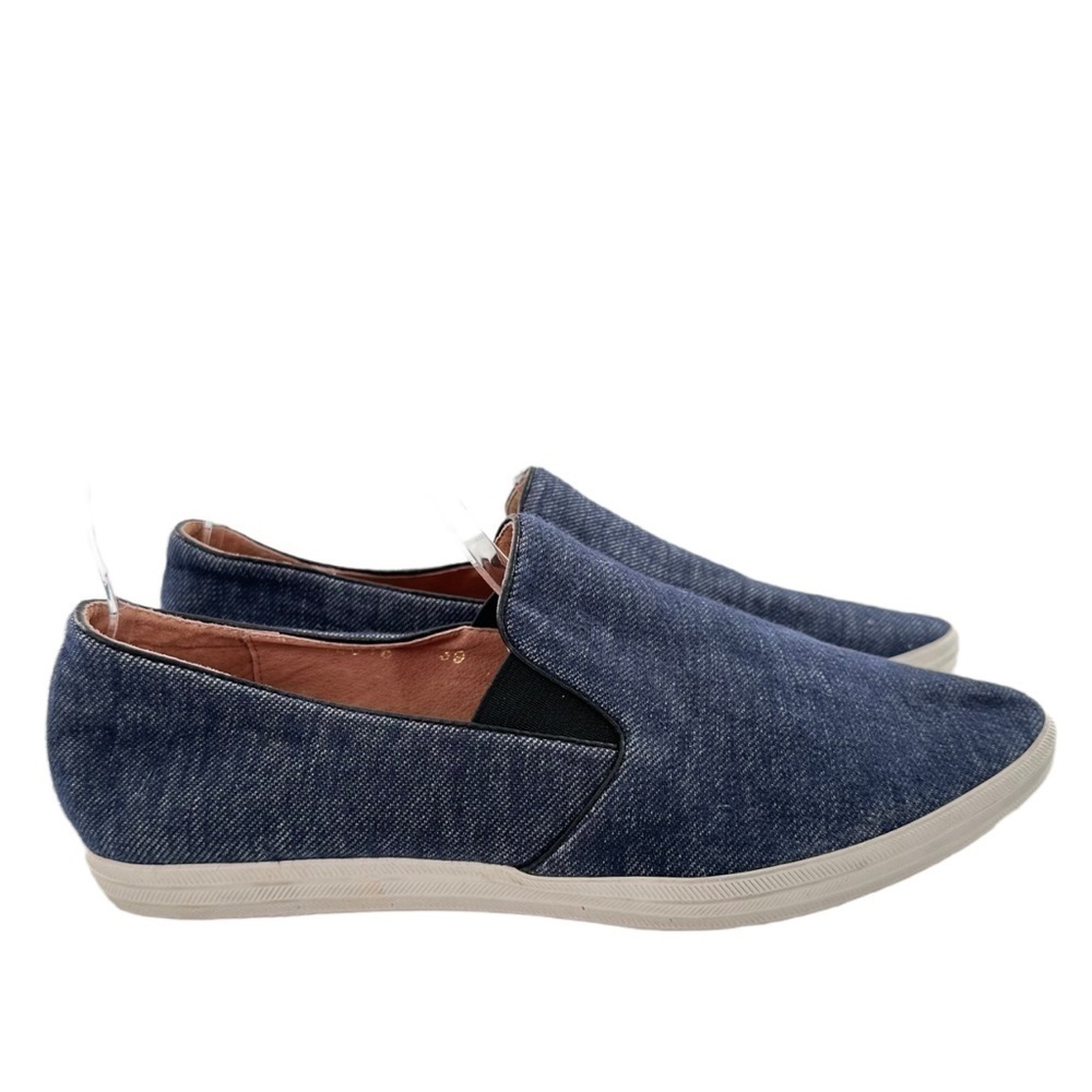 All black flats size 39 blue denim point toe fashion sneakers coastal granny